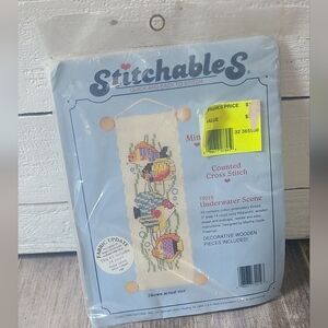 Vintage Stitchables Cross Stitch Kit Carousel Underwater Scene 1990